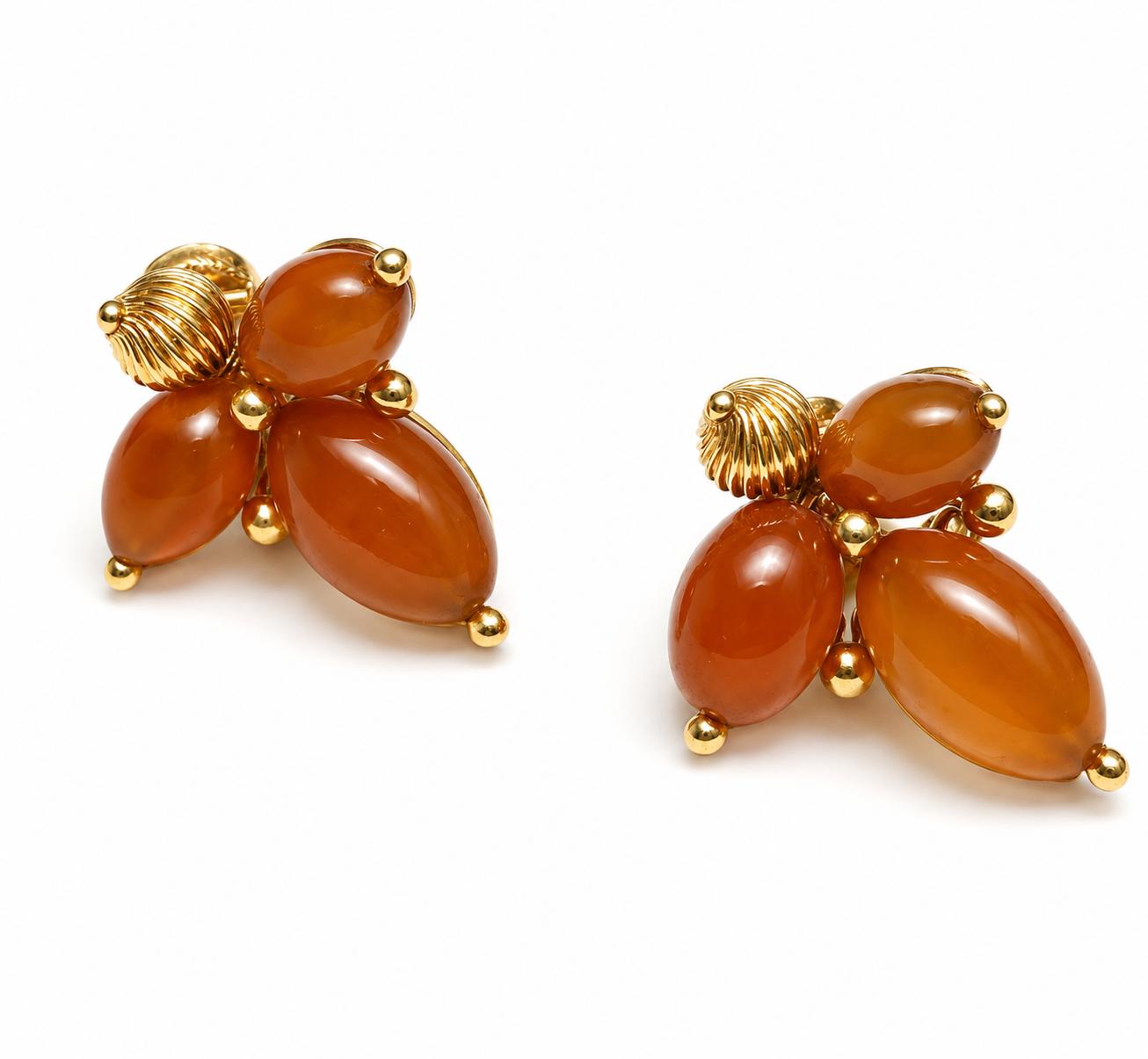 18k Retro Period Carnelian Earrings