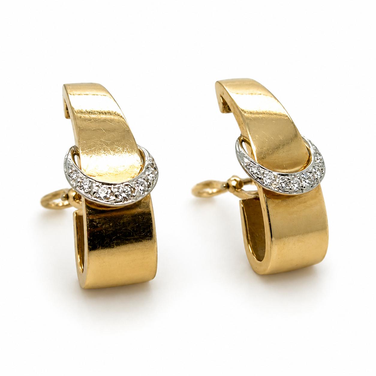 14k Diamond Stirrup Earrings