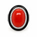 18k White Gold Coral and Onyx Ring