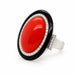 18k White Gold Coral and Onyx Ring