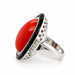 18k White Gold Coral and Onyx Ring