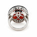 18k White Gold Coral and Onyx Ring