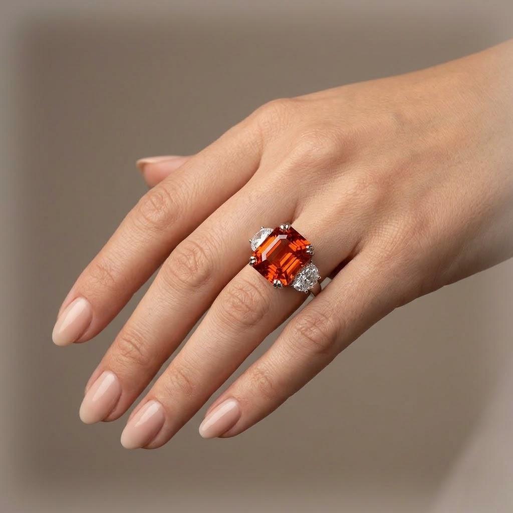 Magnificent 16.02 Carat Orange Sapphire Ring