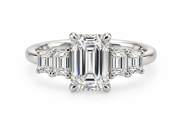 Platinum Emerald-Cut Diamond Engagement Ring