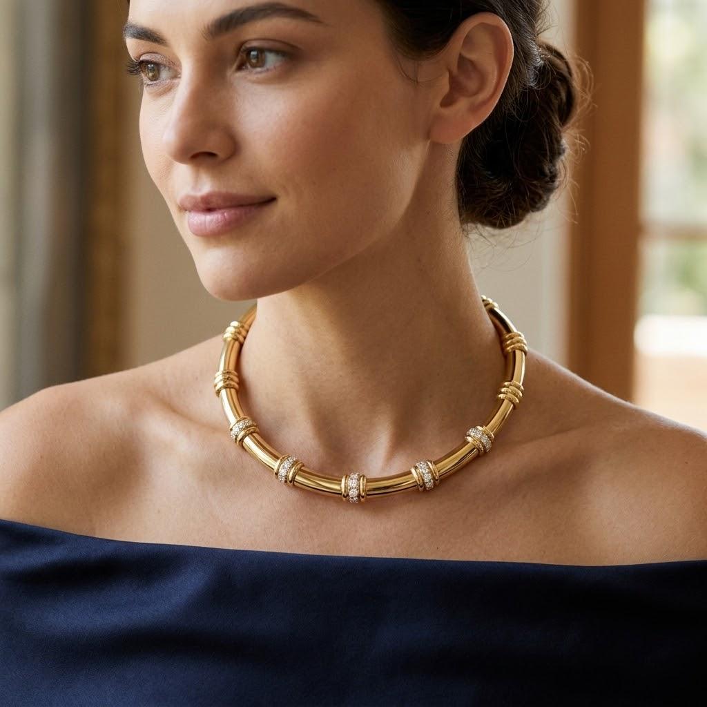 18k & Platinum Tiffany & Co " Atlas" Collection Necklace