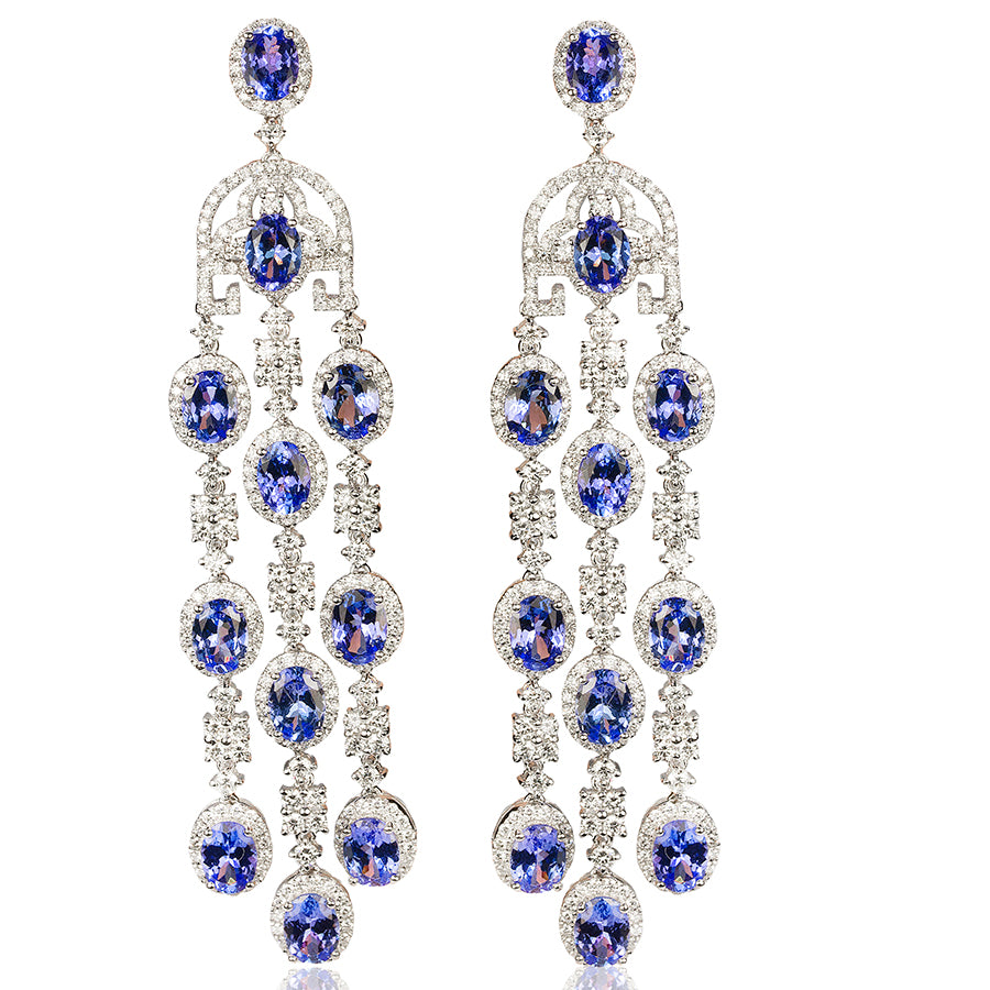 Diamnd & Tanzanite Chandelier Earrings