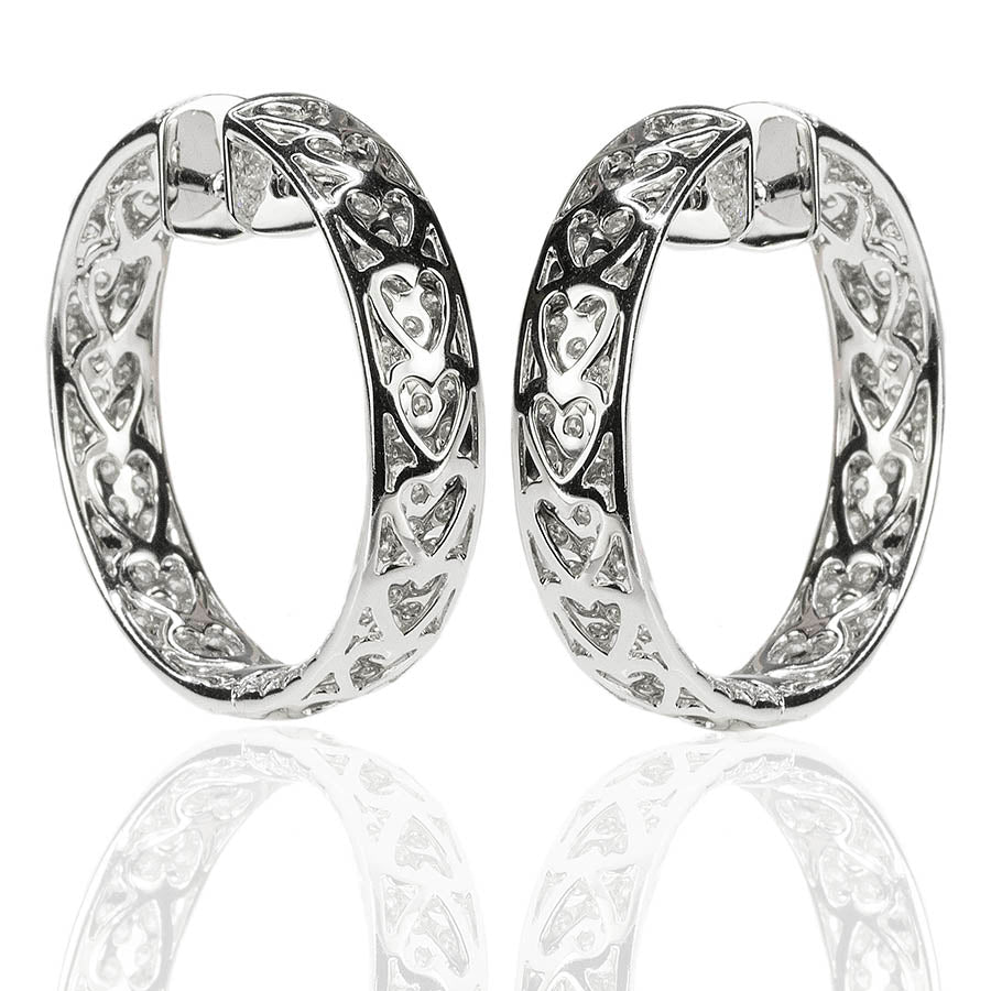 18k Inside/Out Diamond Hoop Earrings