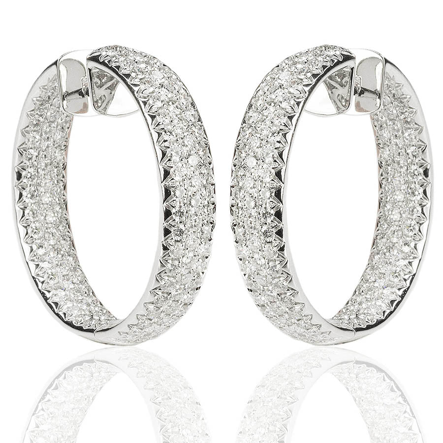 18k Inside/Out Diamond Hoop Earrings