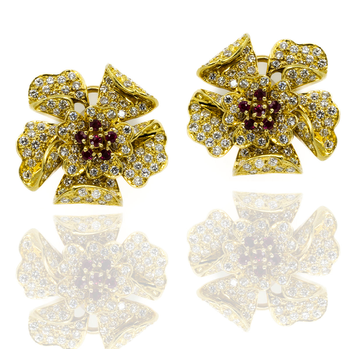 18k Diamond Floral Earrings with Inserts