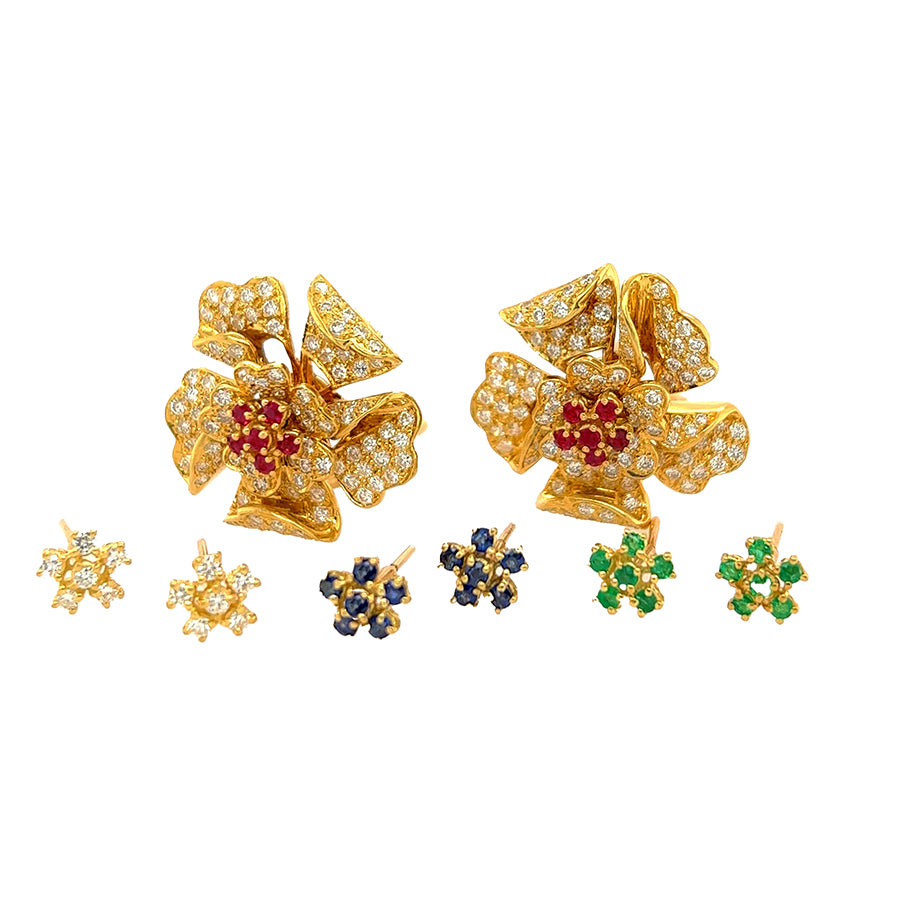 18k Diamond Floral Earrings with Inserts