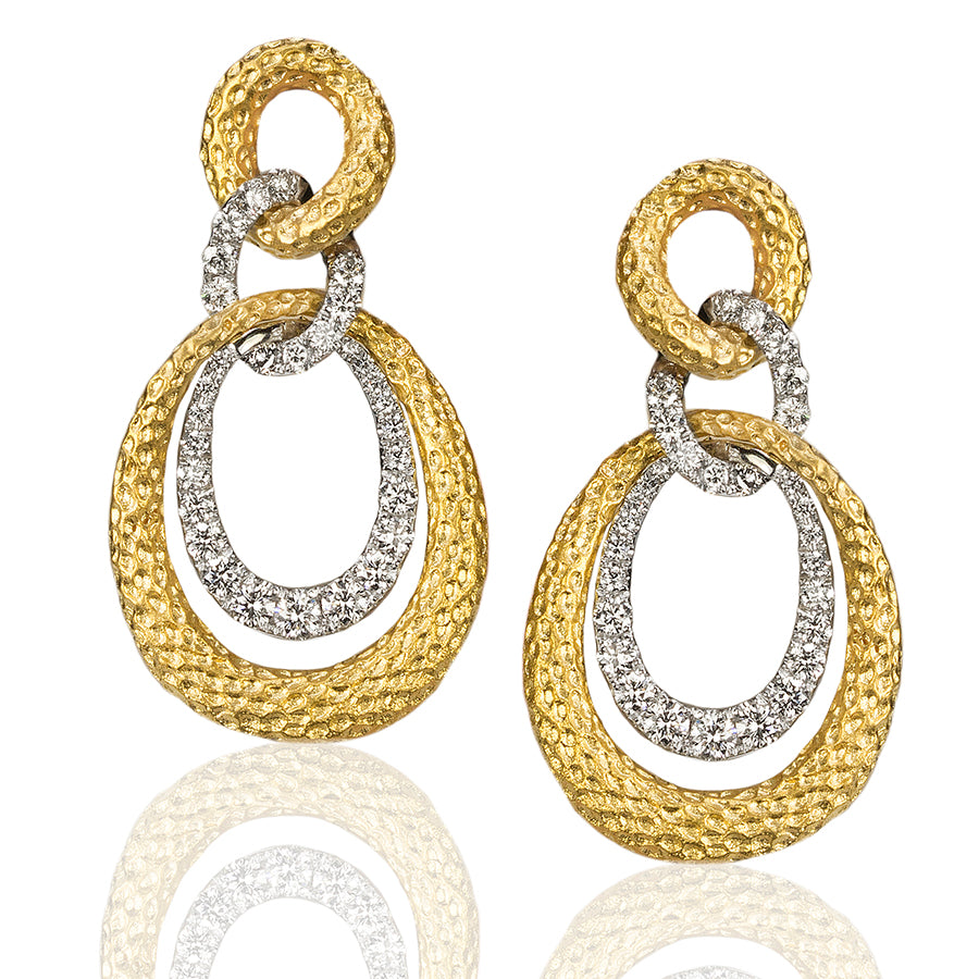 18k Hammered Gold Earrings
