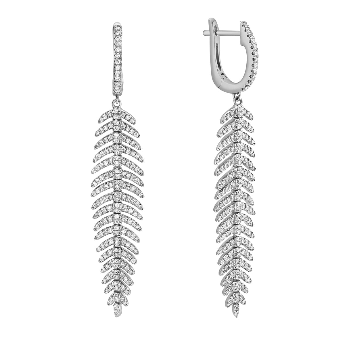 14k Diamond Feather Earrings