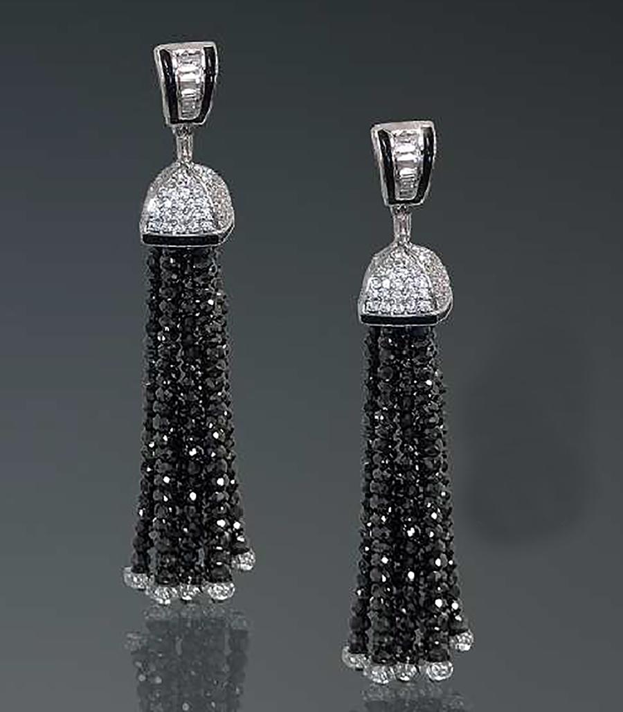 Black DIamond Tassle Earrings