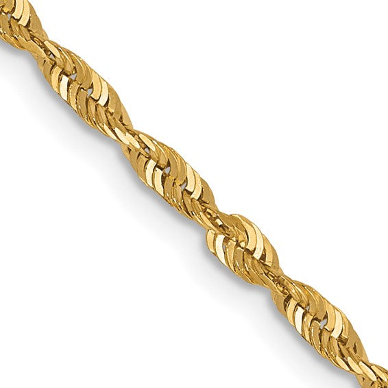 14k Diamond Cut Rope Chain, 2mm, 24" Length, 11.10g