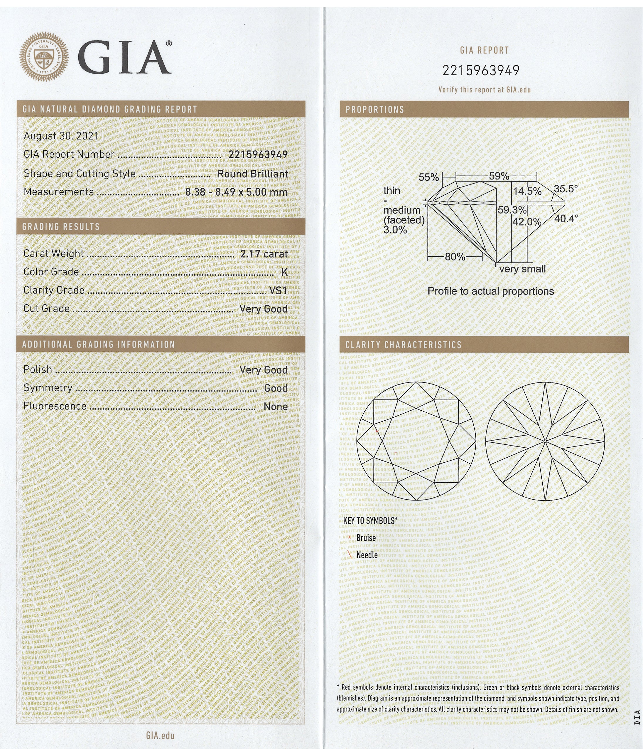 2.17 K VS1 RB GIA Ring