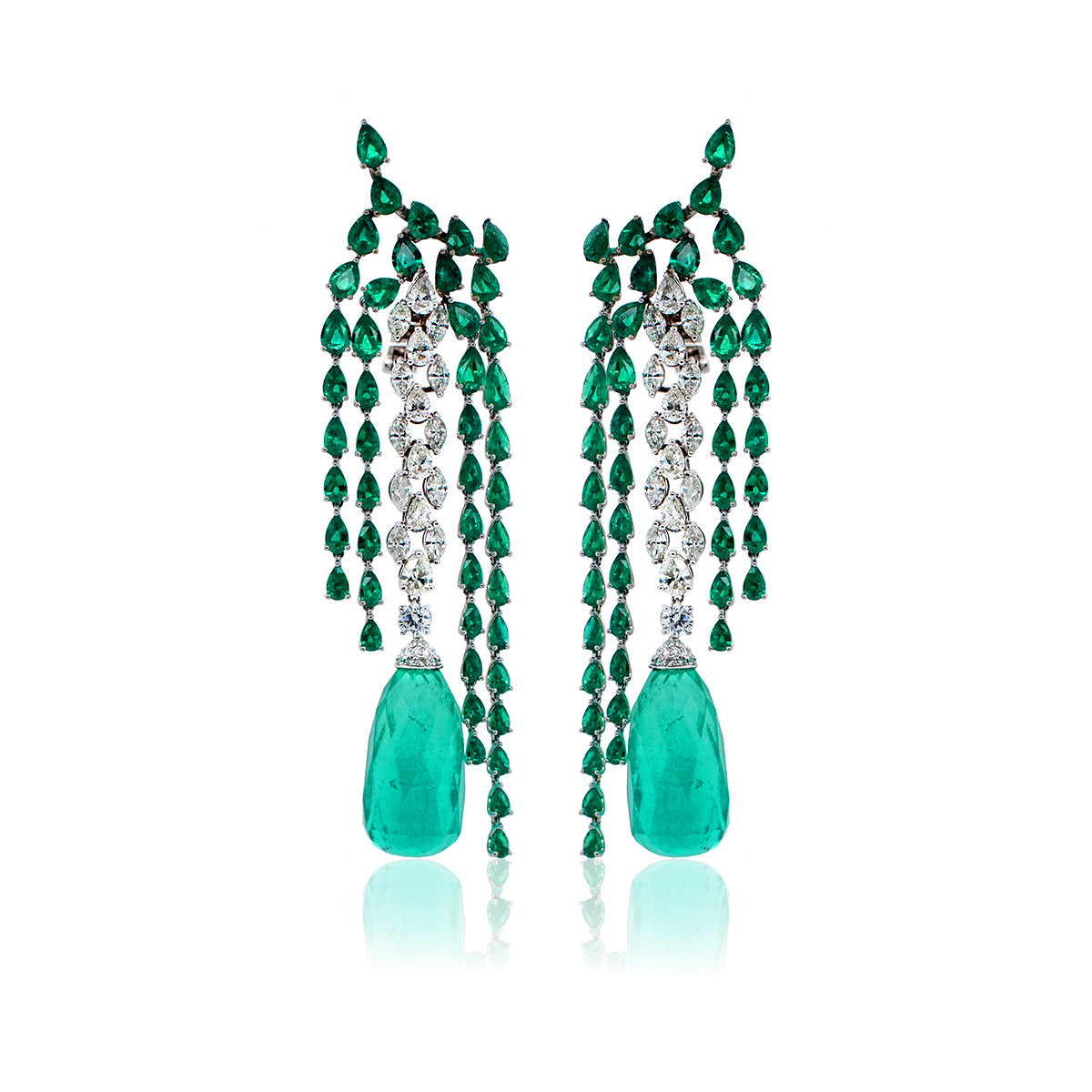 18k Colombian Emerald Briolette Earrings