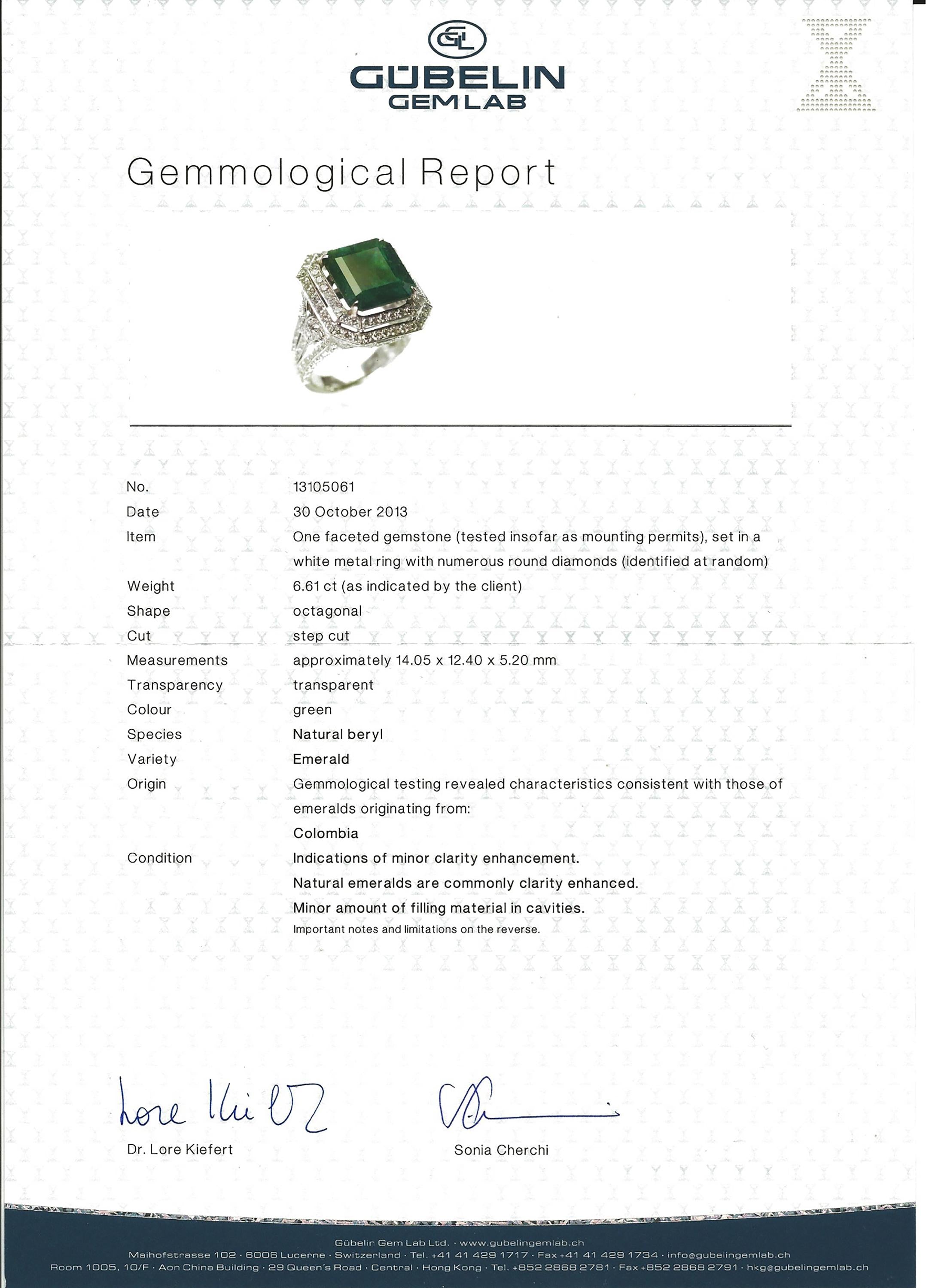 6.61 Carat Colombian Emerald Ring