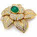 Huge Emerald & Diamond Floral Brooch