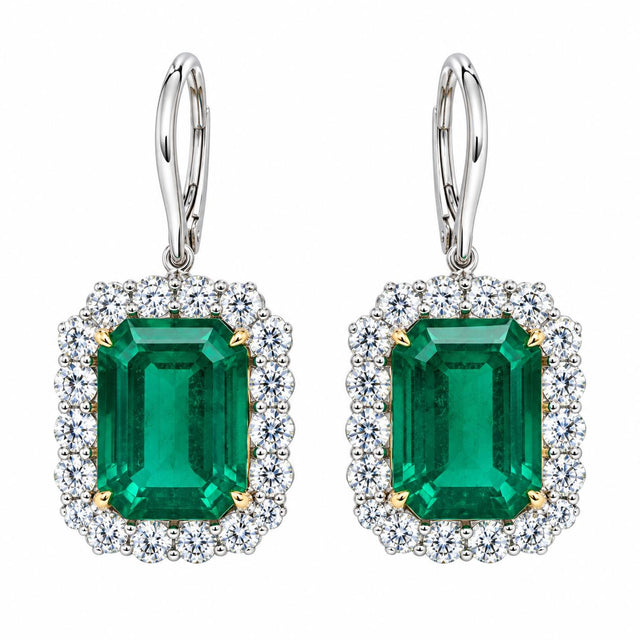 Platinum Emerald & Diamond Earrings