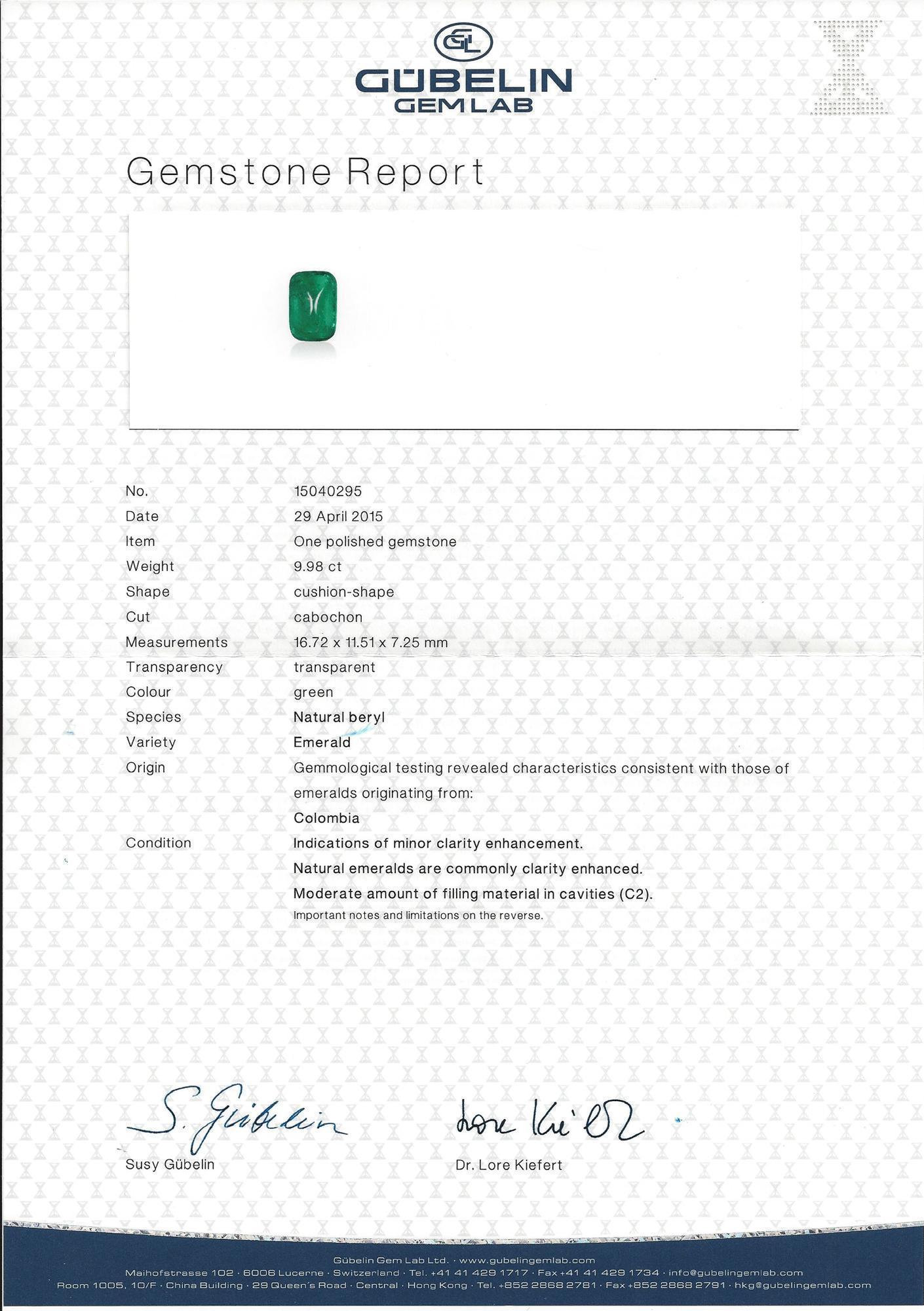 Platinum Gubelin Certified Emerald Ring