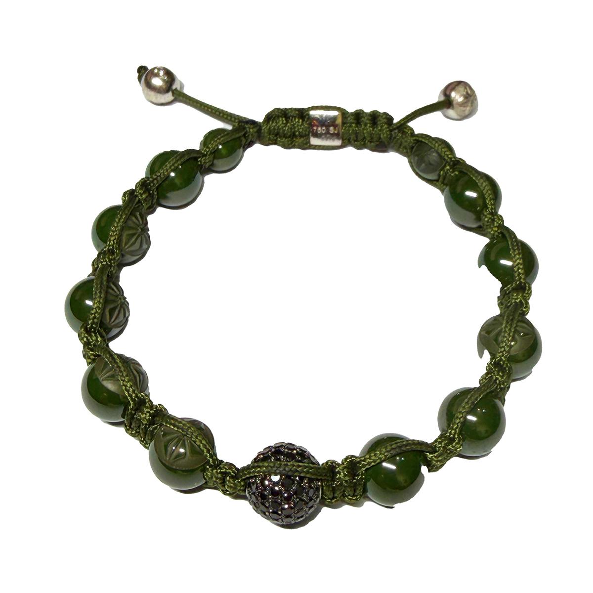 Shamballa Jewels Nephrite & Black Diamond Bracelet