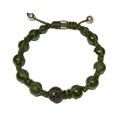 Shamballa Jewels Nephrite & Black Diamond Bracelet