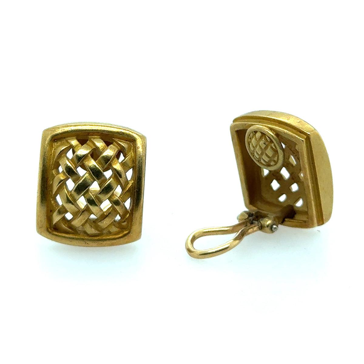 Kieselsteine Cord 18k Baskest Weave Earrings