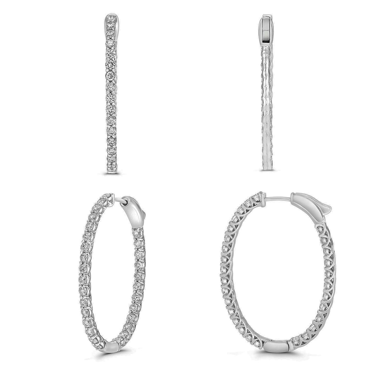 14k White Gold Oval Hoop Earrings