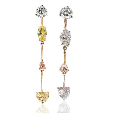Natural Pink, Yellow & White Diamond Earrings