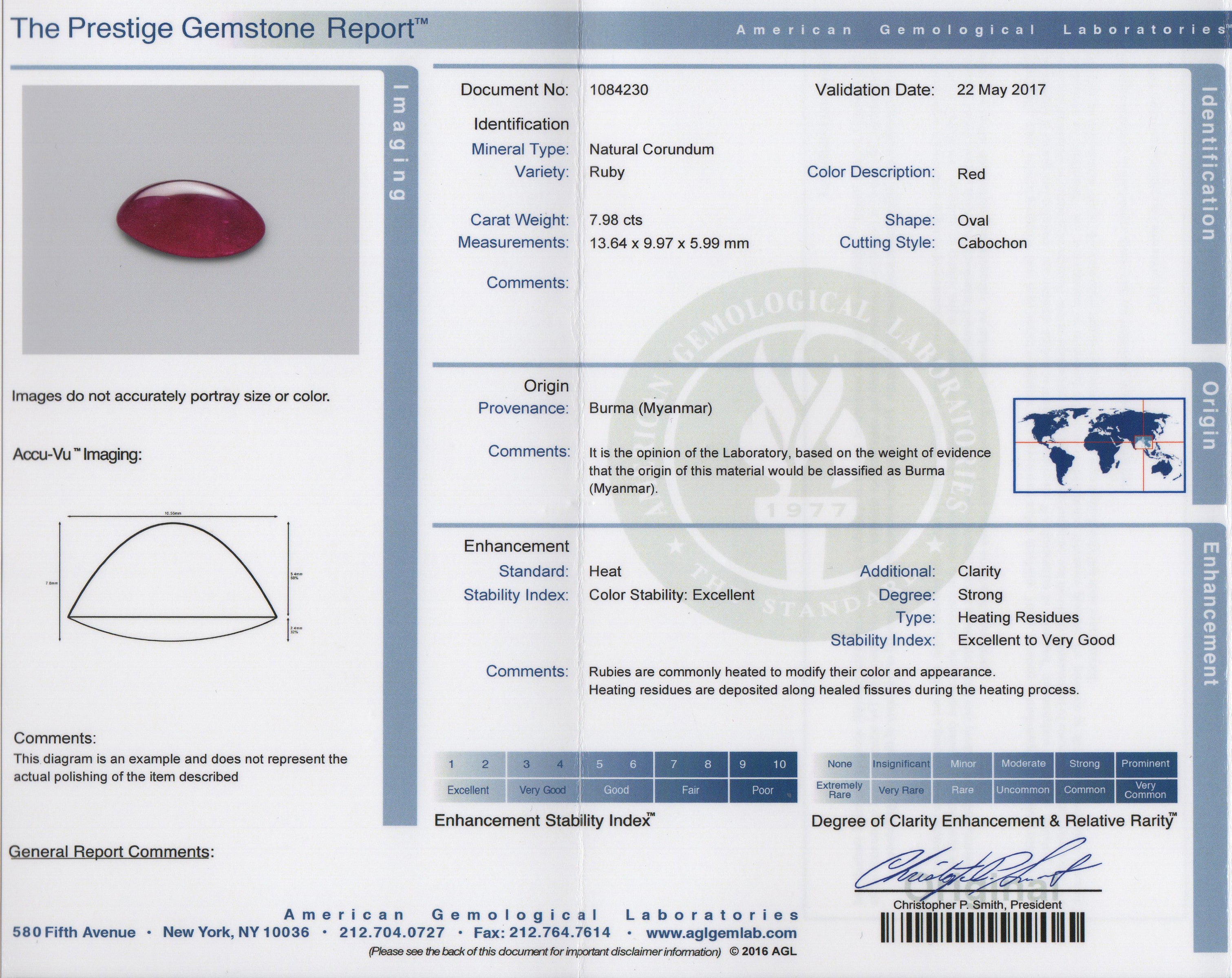 AGL Certified 4ct Burma Ruby Ring