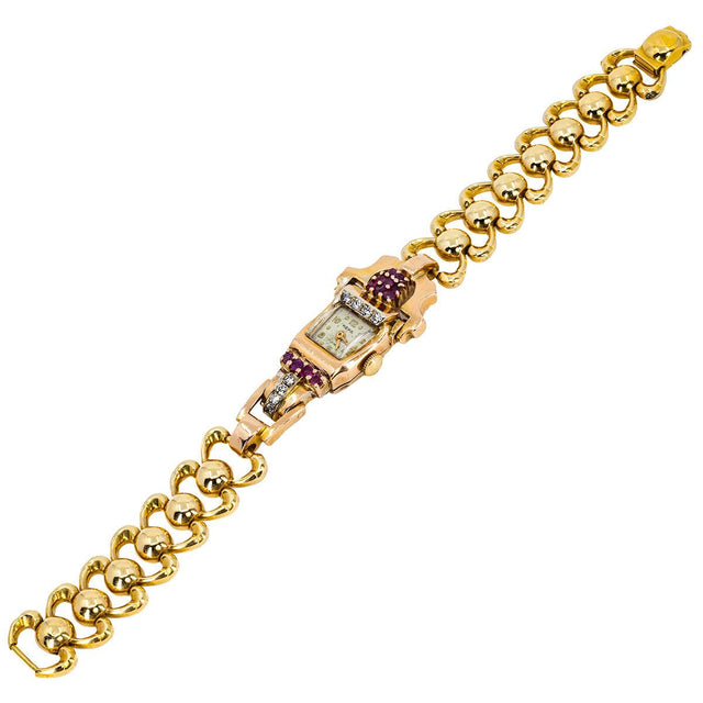 Retro Ruby & Diamond Watch