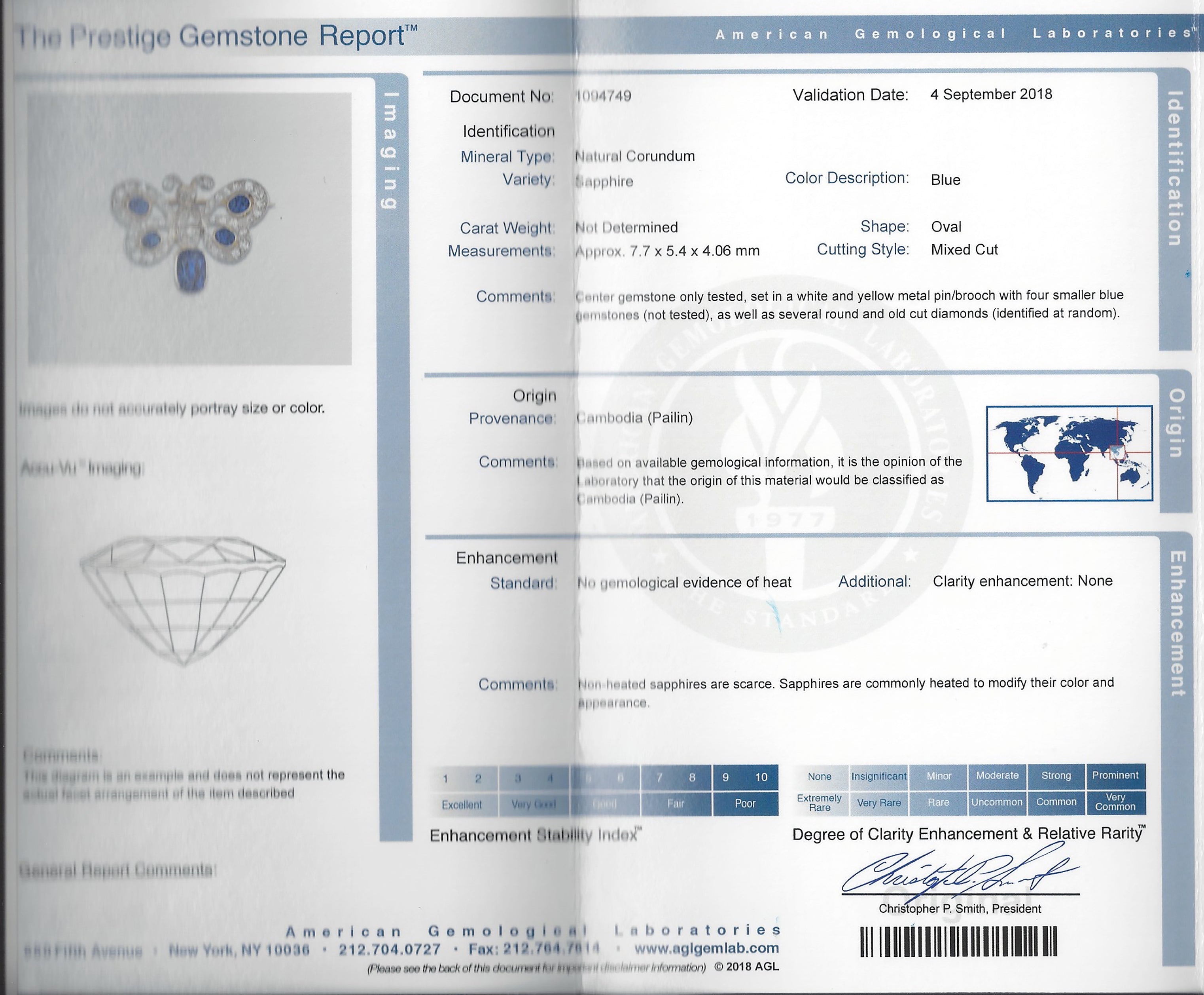 Vintage Sapphire Butterfly Necklace