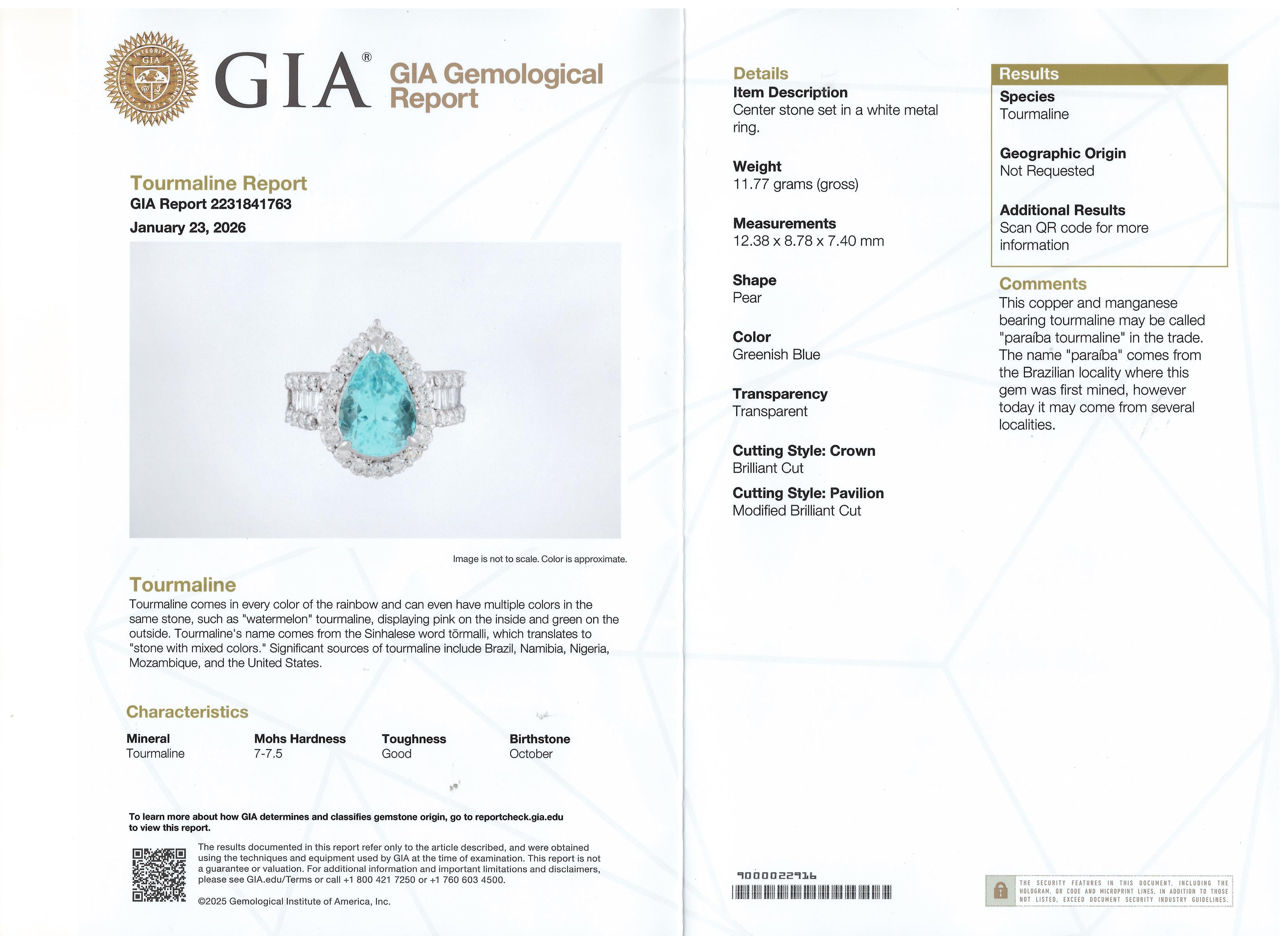 Platinum Paraiba Tourmaline Ring