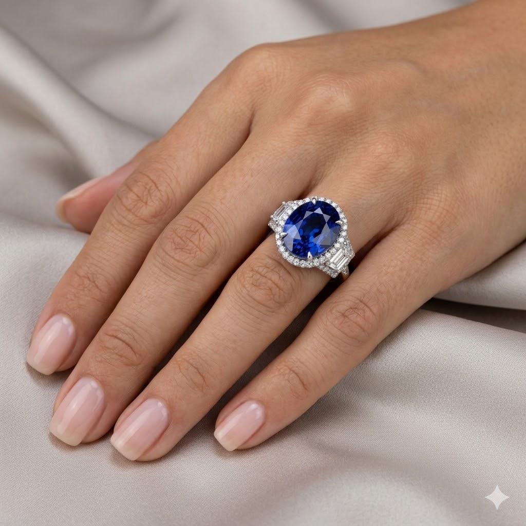 9.56 Carat Royal Blue Sapphire Ring