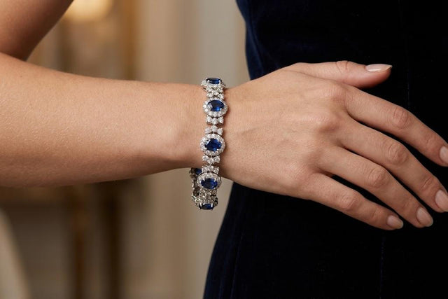 18k White Gold Bracelet with Blue Sapphires and Diamonds