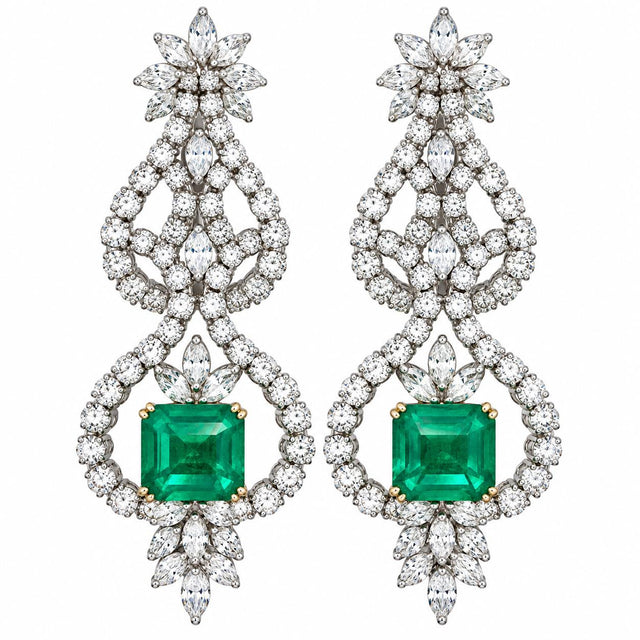 18k Emerald Chandelier Earrings