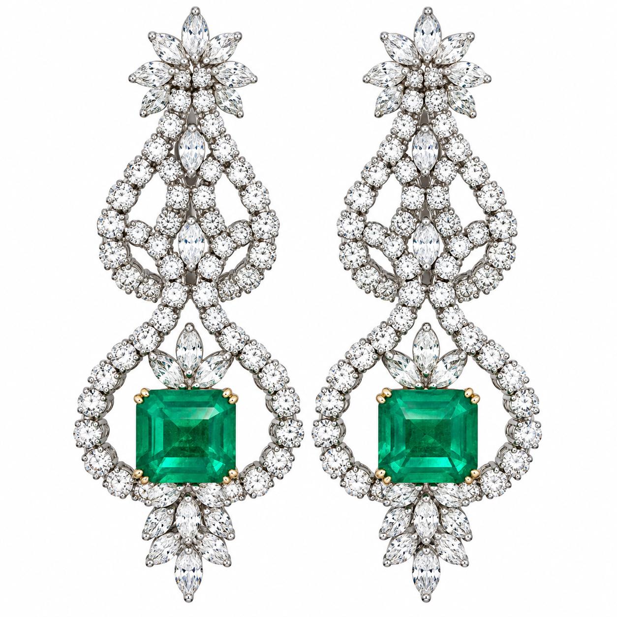 18k Emerald Chandelier Earrings