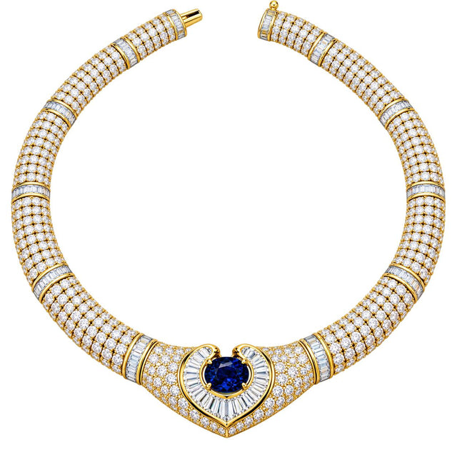 18k Saphire & Diamond Necklace
