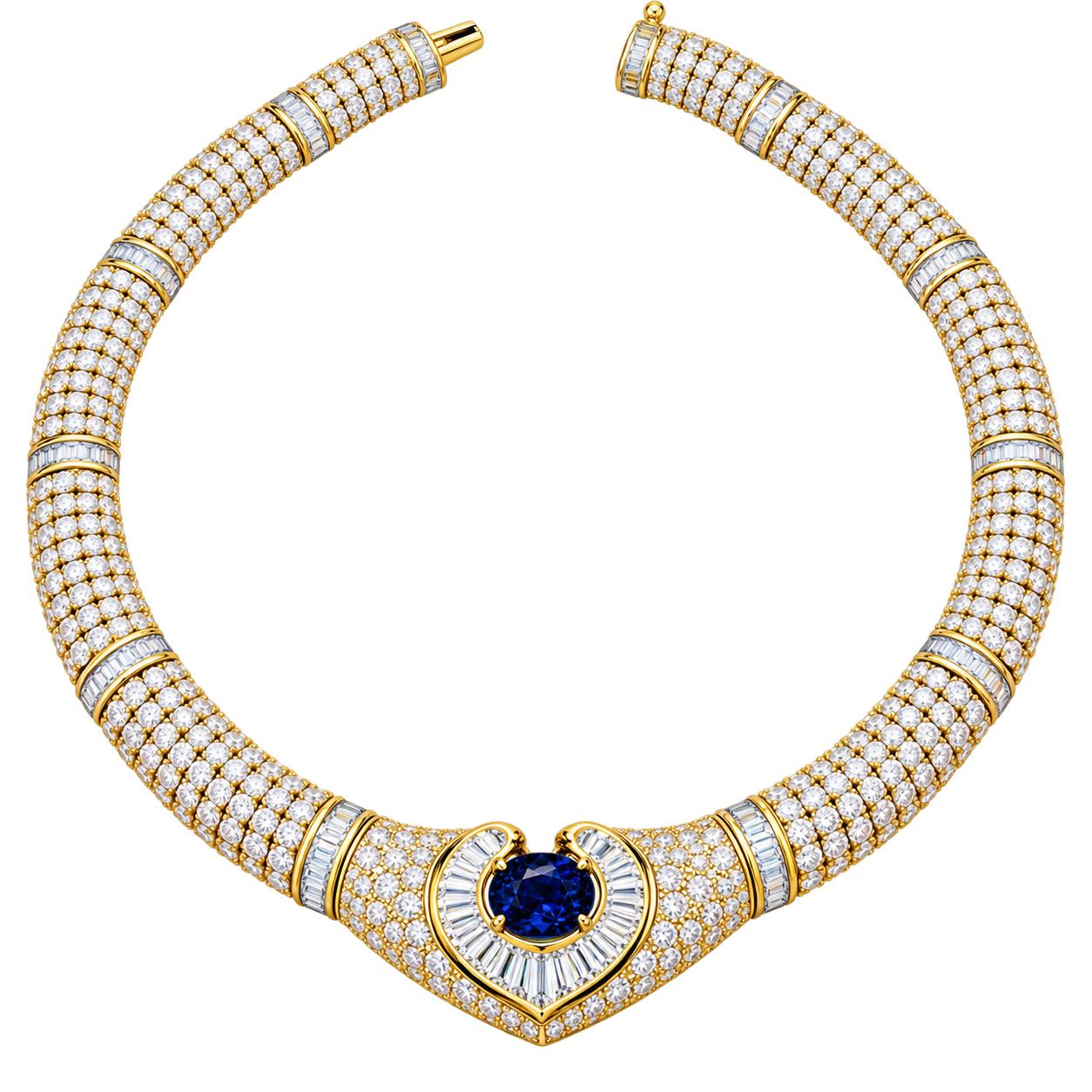 18k Saphire & Diamond Necklace
