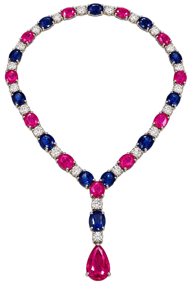 18k Ruby & Sapphire Necklace