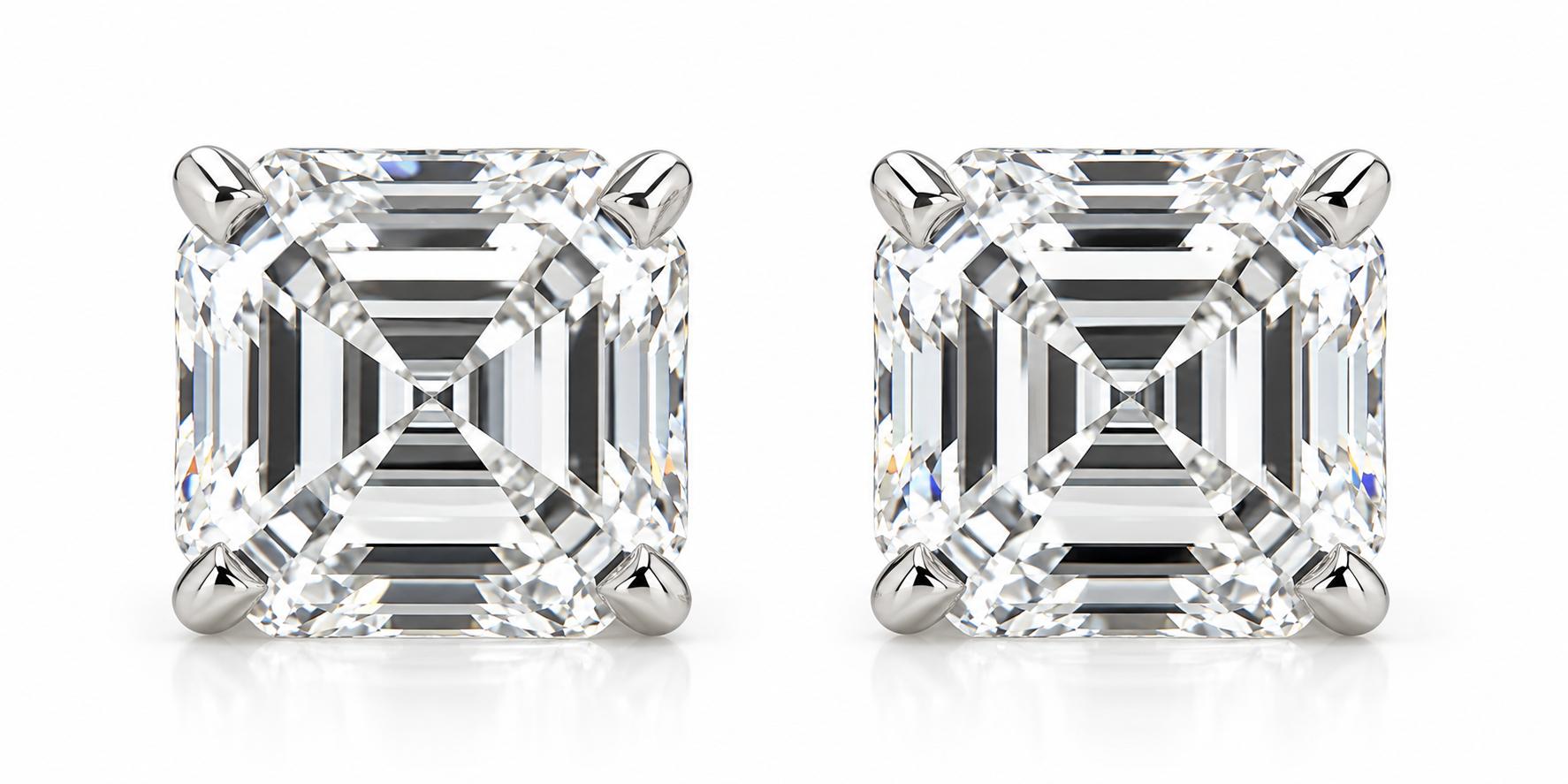 Asscher Cut 5.95 Carat Studs