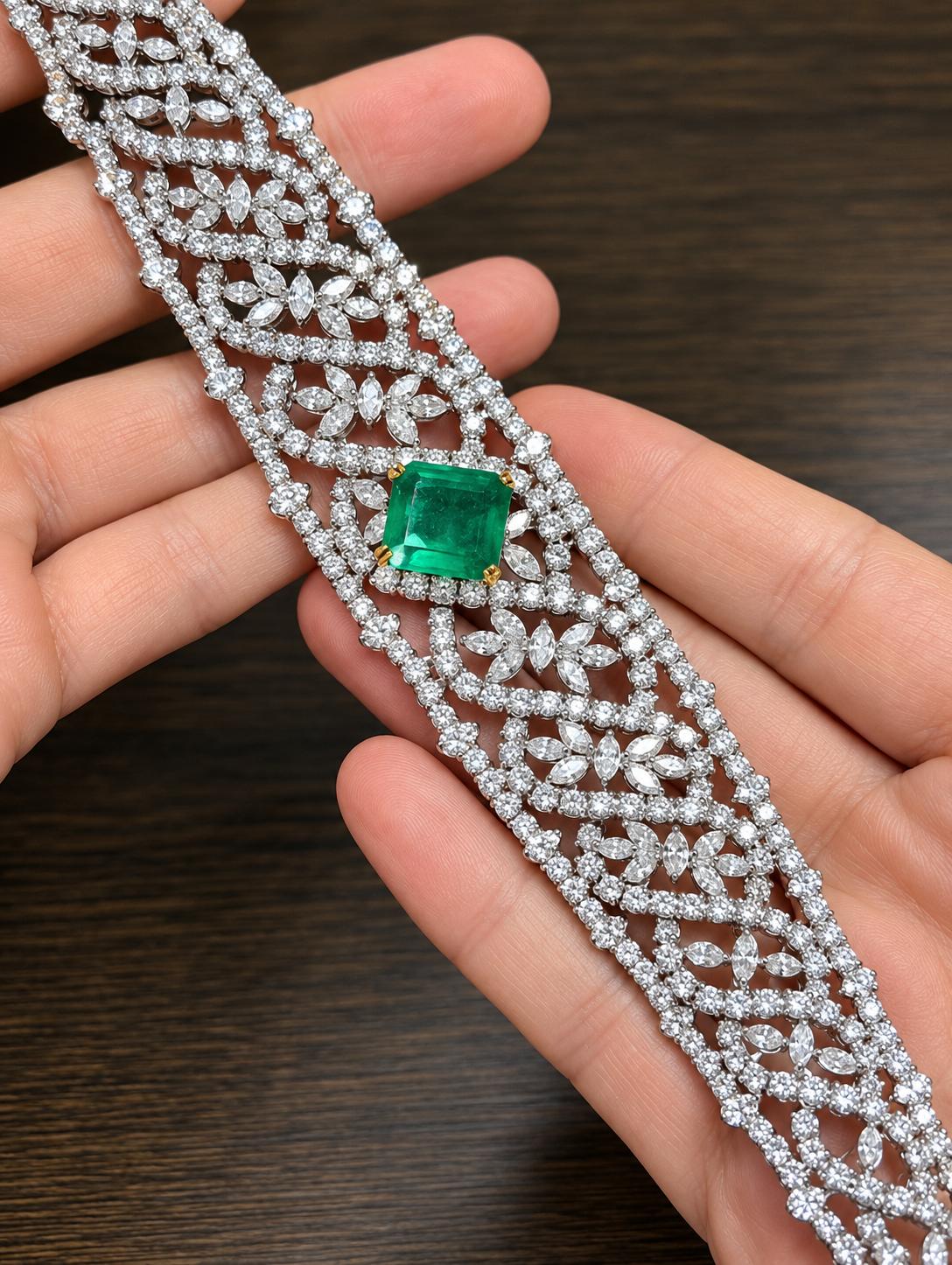 18k Emerald & Diamond Bracelet