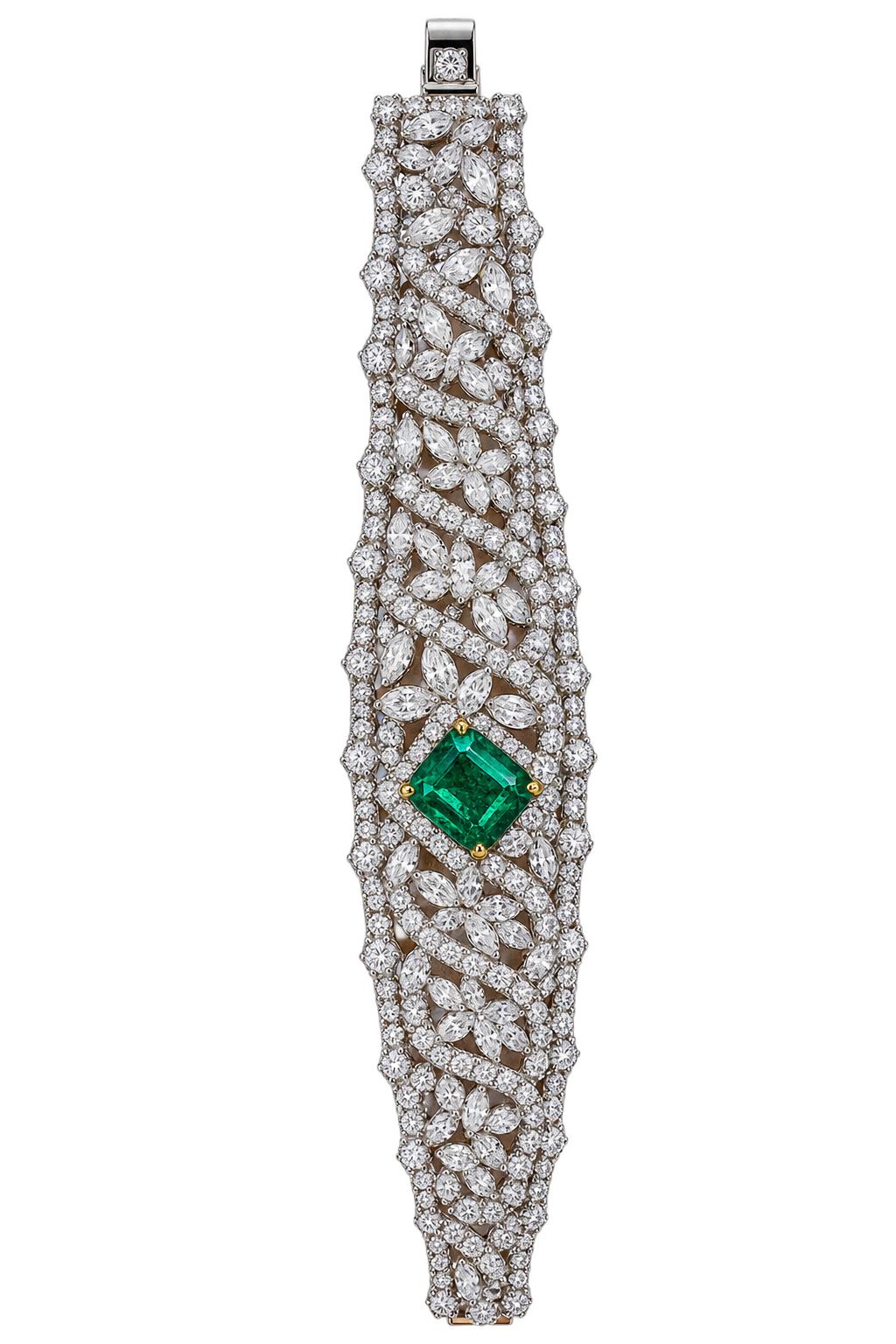 18k Emerald & Diamond Bracelet