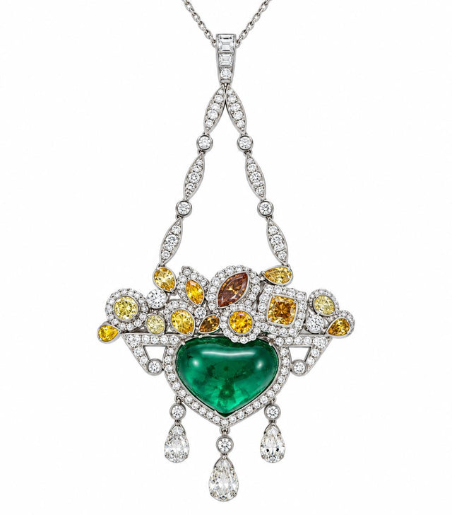 Platinum Emerald & Diamond Necklace