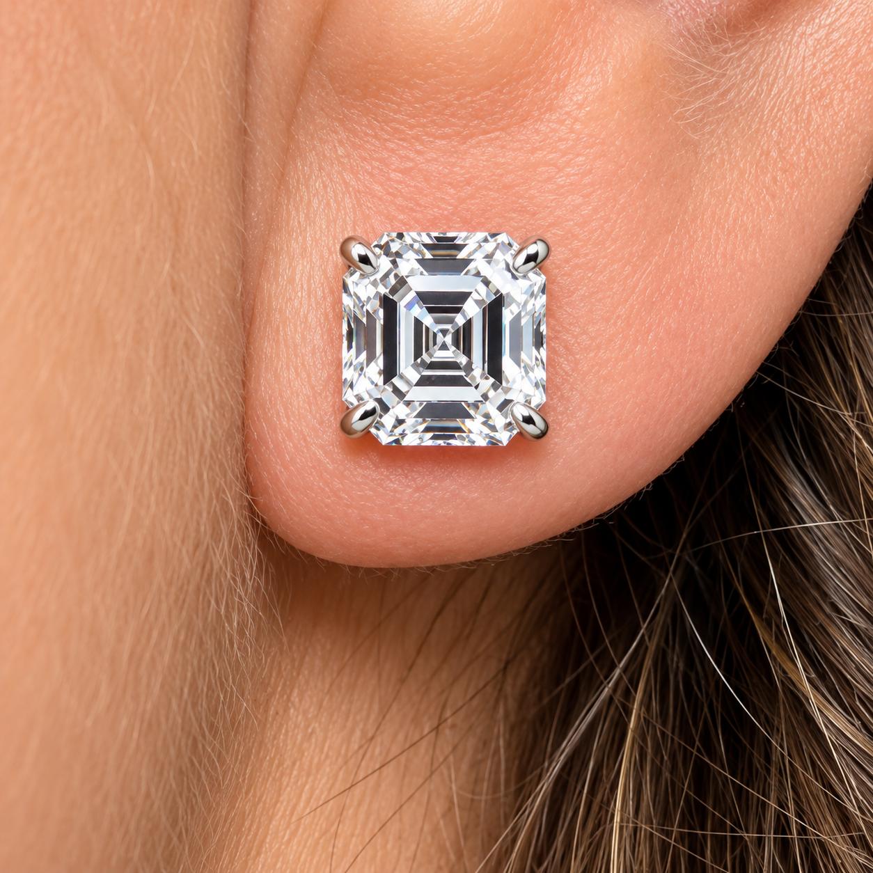 Asscher Cut 5.95 Carat Studs