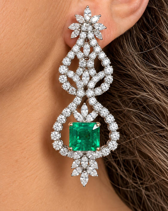 18k Emerald Chandelier Earrings