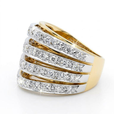 Gold Dome Ring with 1.54 Carat Diamonds