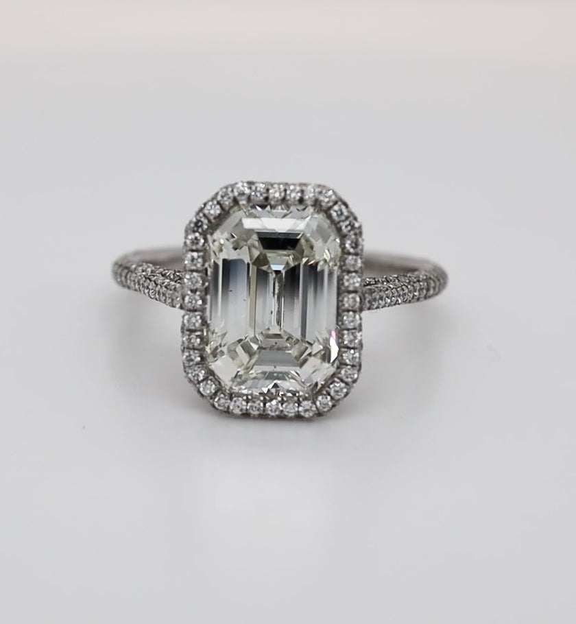 5.37ct Emerald Cut J SI2 GIA Ring