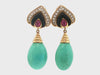 18k Turquoise, Ruby, Onyx & Diamond Earrings