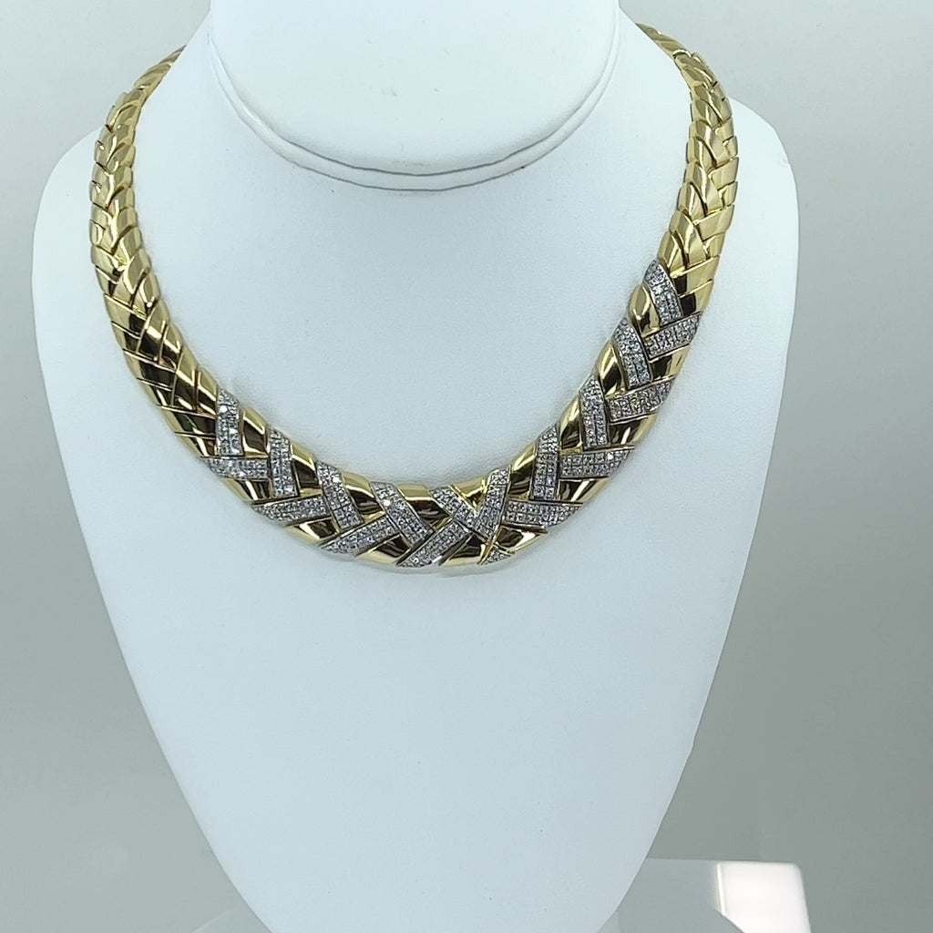 18k Heavy Gold Diamond Necklace